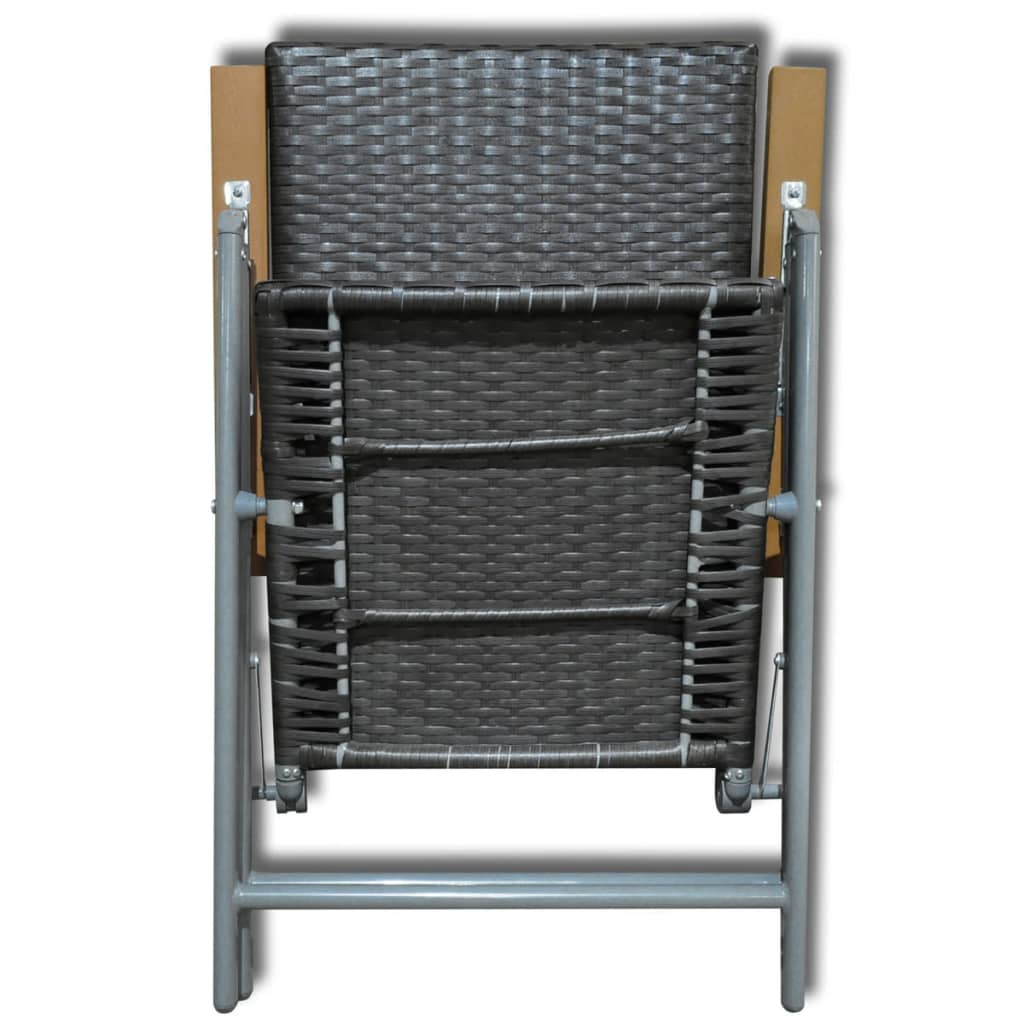 vidaXL 2 db barna dönthető polyrattan és alumínium kerti szék