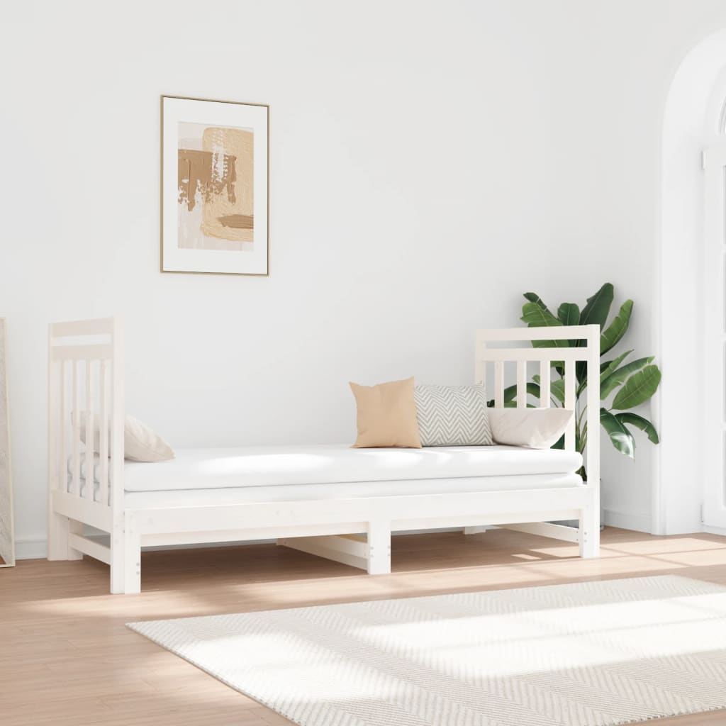 vidaXL fehér tömör fenyőfa kihúzható kanapéágy 2x(90x190) cm