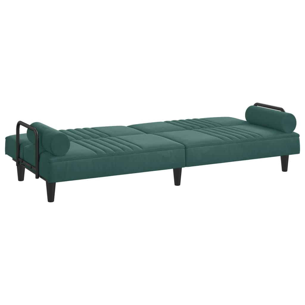 vidaXL sötétzöld bársony kanapéágy karfákkal