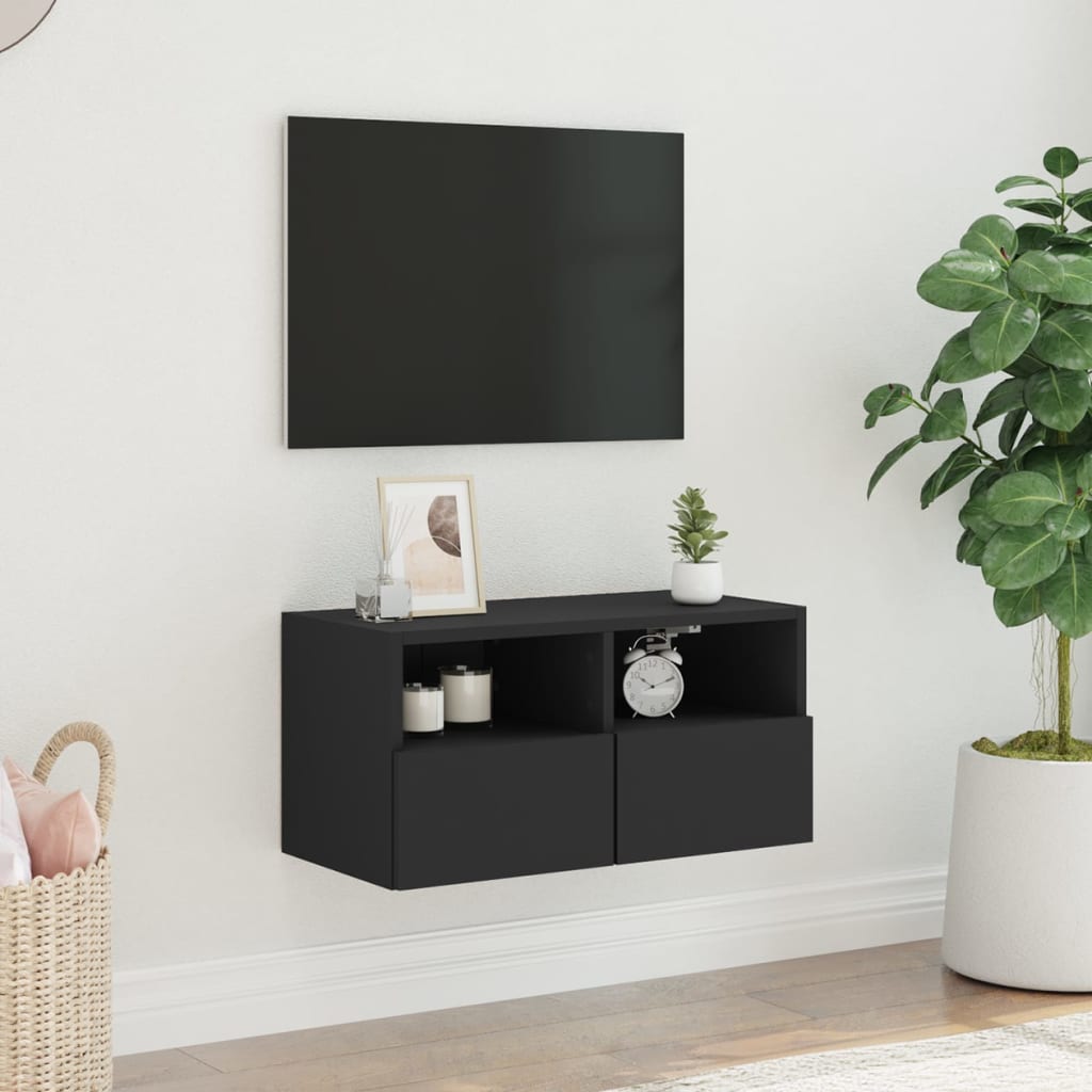 vidaXL fekete szerelt fa fali TV-szekrény 60 x 30 x 30 cm
