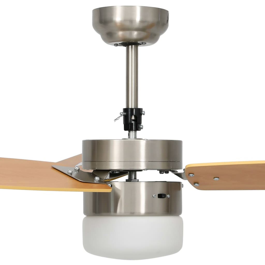 vidaXL világosbarna mennyezeti ventilátor fénnyel/távirányítóval 108cm
