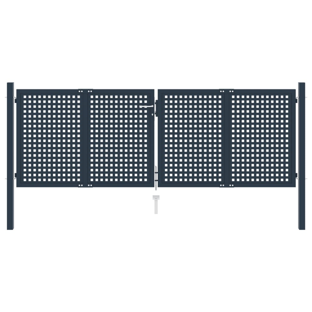 vidaXL antracitszürke acél kerítéskapu 306 x 125 cm