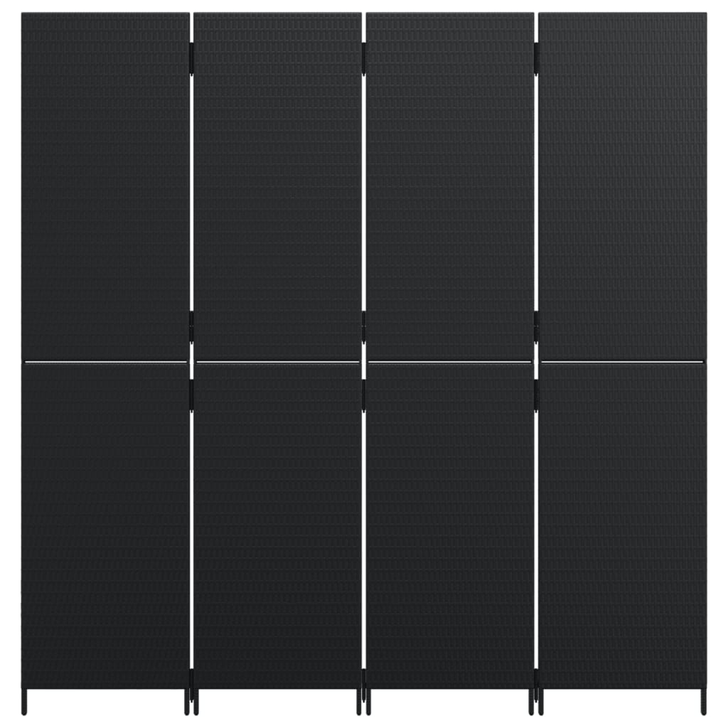 vidaXL fekete 4 paneles polyrattan térelválasztó