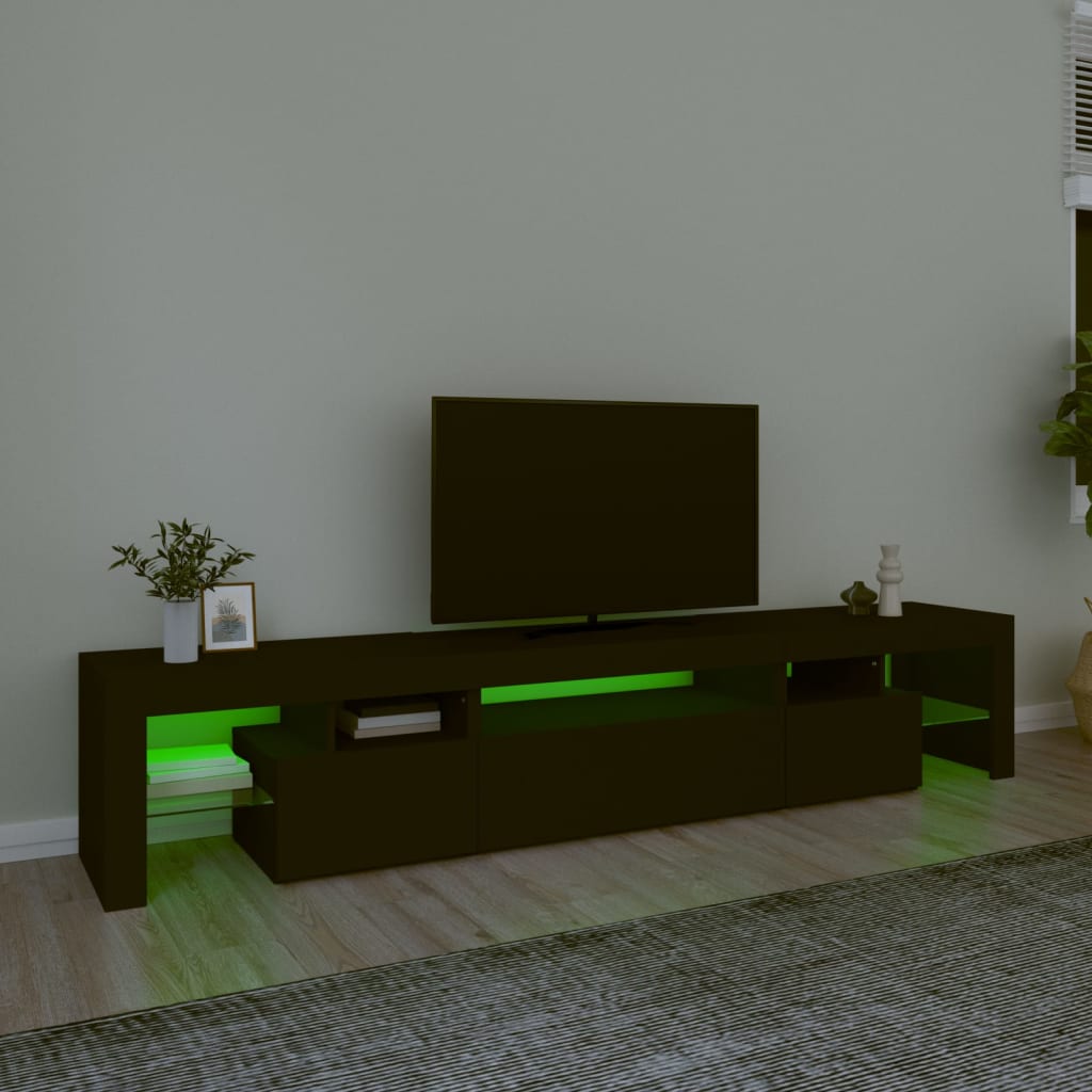 vidaXL fekete TV-szekrény LED-világítással 215x36,5x40 cm