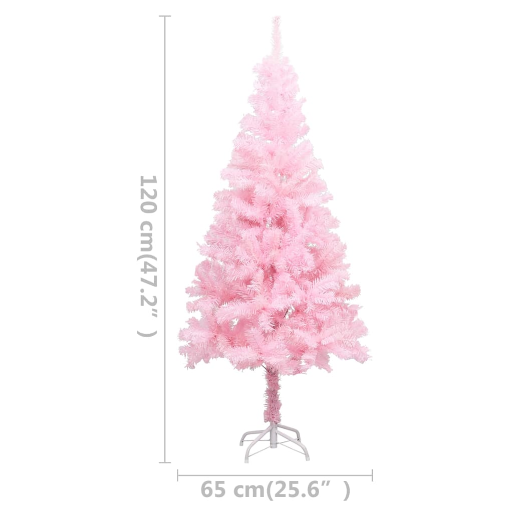 vidaXL rózsaszín PVC megvilágított műkarácsonyfa állvánnyal 120 cm