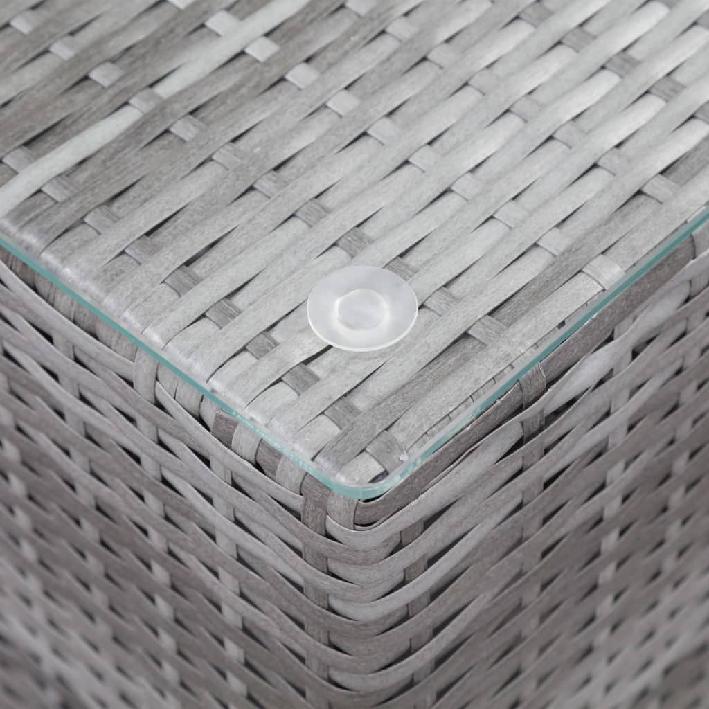 vidaXL szürke polyrattan kisasztal üveg asztallappal 35 x 35 x 52 cm
