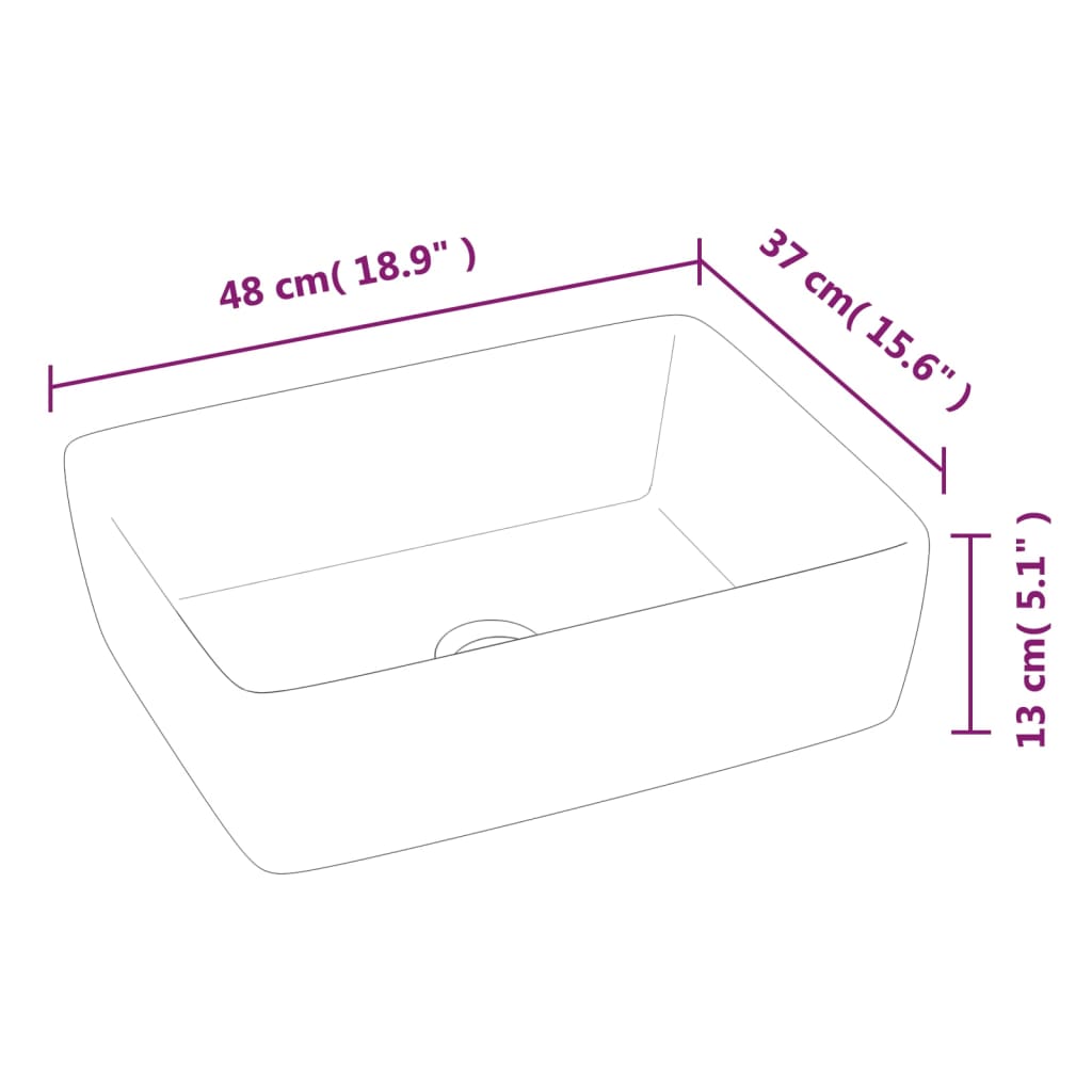 vidaXL fehér téglalap alakú kerámia mosdókagyló 48x37x13 cm