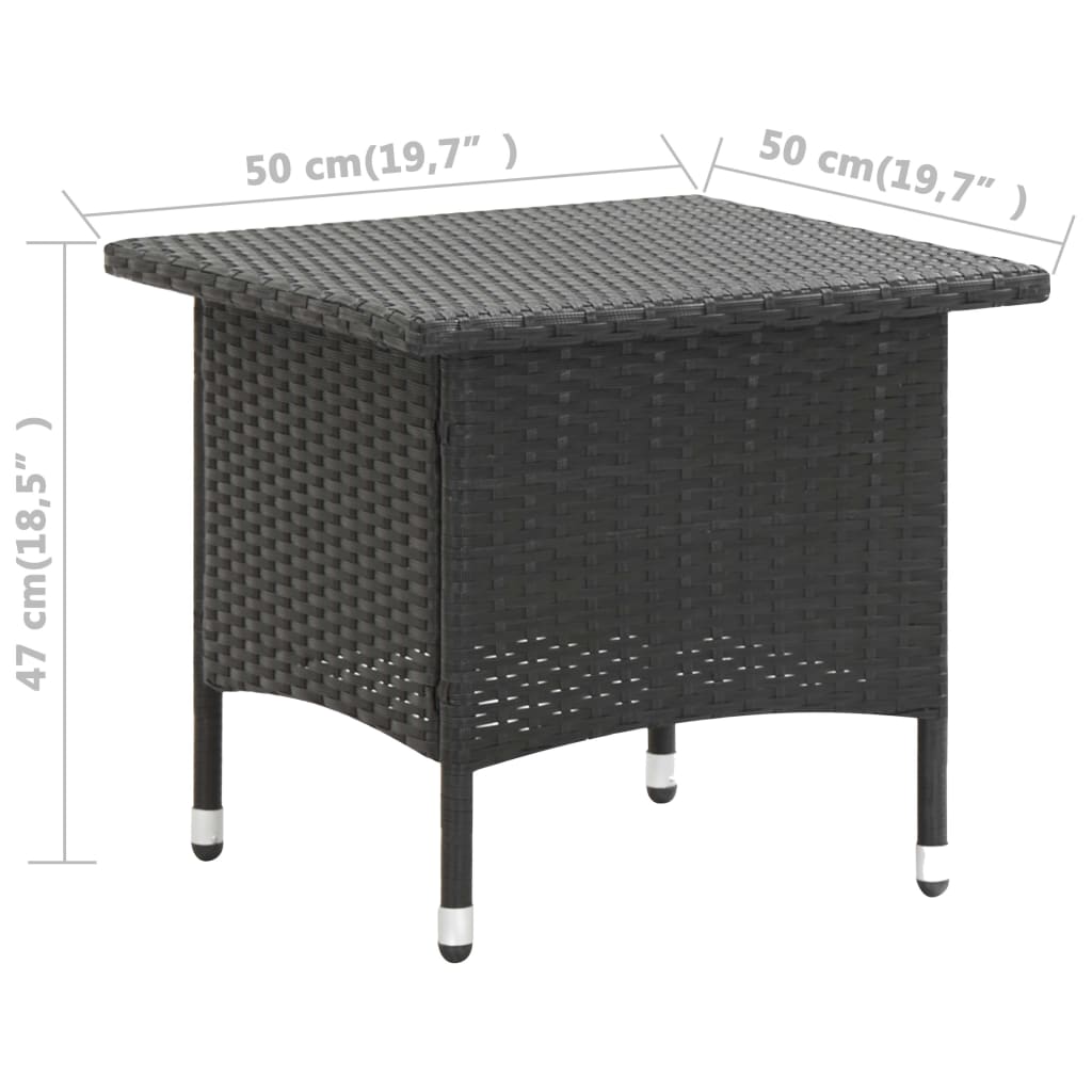 vidaXL fekete polyrattan teázóasztal 50 x 50 x 47 cm