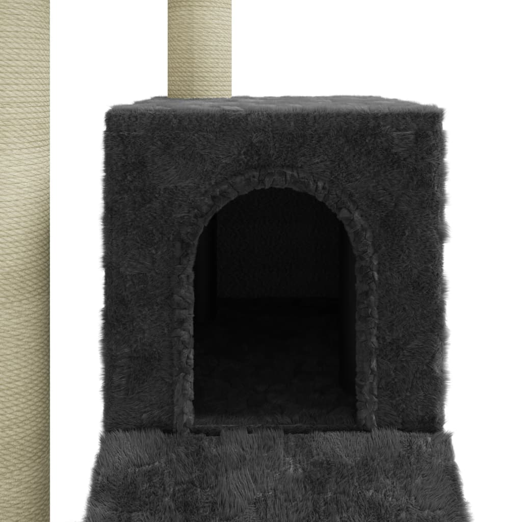 vidaXL sötétszürke macskabútor szizál kaparófákkal 92 cm