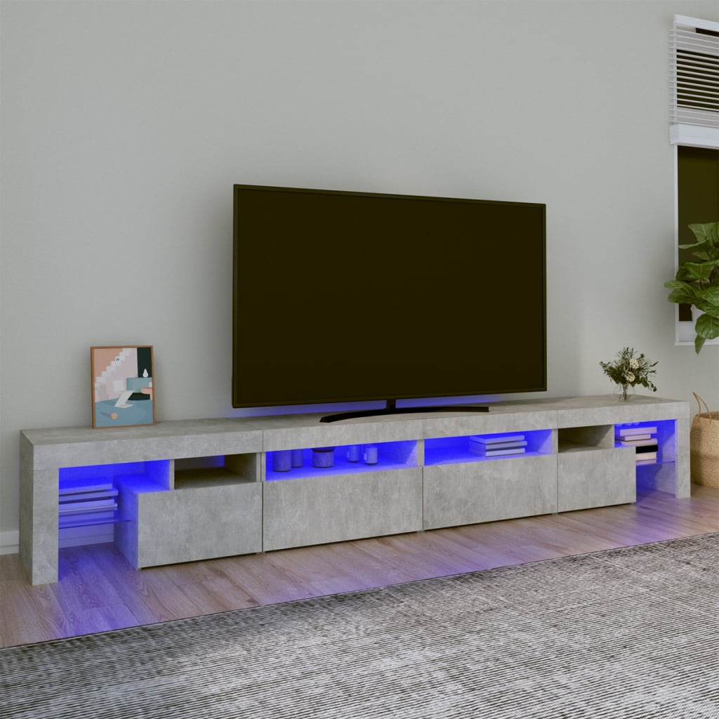 vidaXL betonszürke TV-szekrény LED lámpákkal 260x36,5x40 cm
