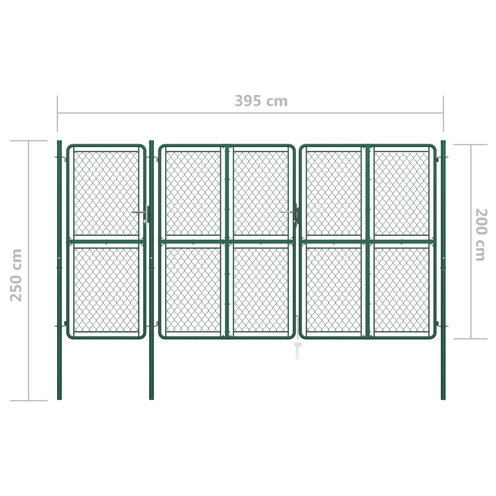 vidaXL zöld acél kertkapu 200 x 395 cm