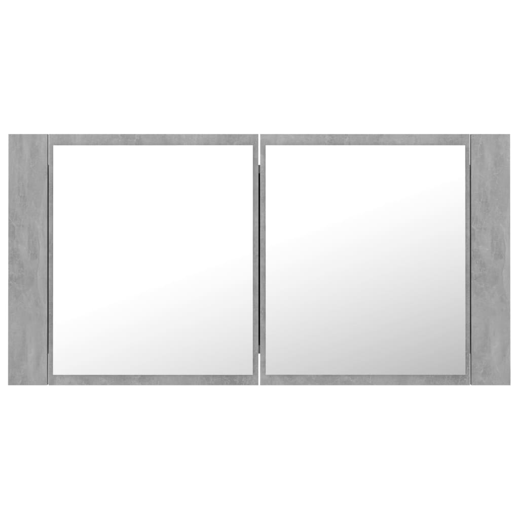 vidaXL betonszürke LED-es tükrös fürdőszobaszekrény 90 x 12 x 45 cm