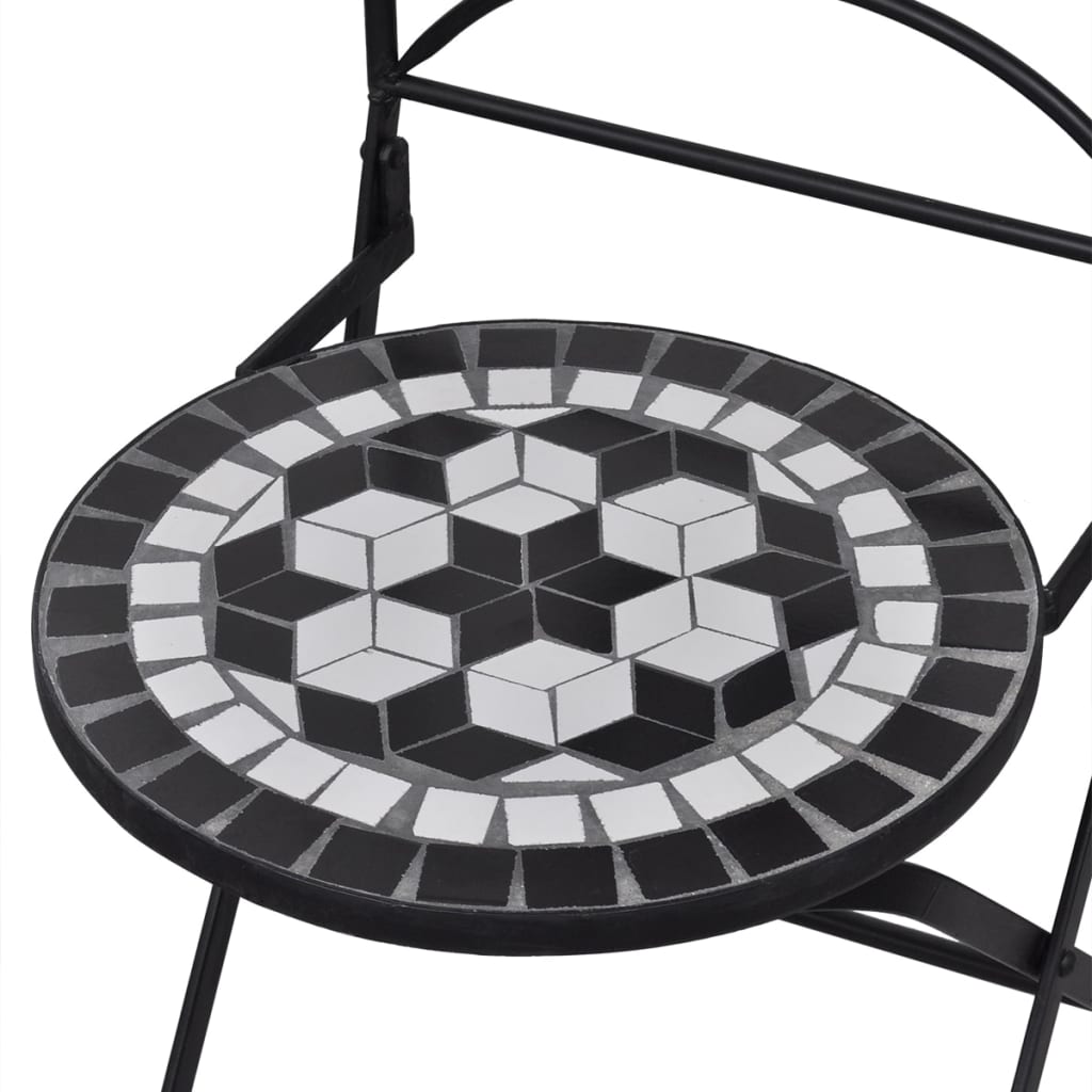 vidaXL 2 db fekete és fehér összecsukható kerámia kerti szék