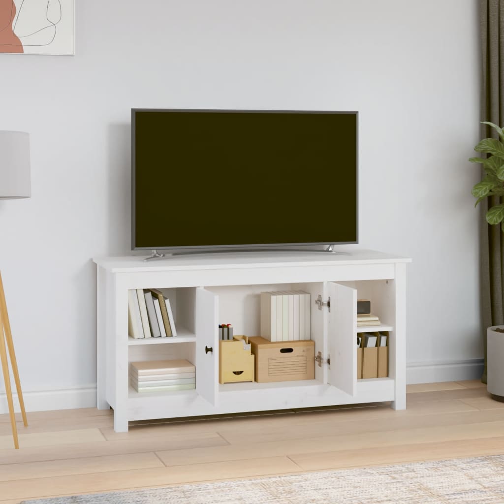 vidaXL fehér tömör fenyőfa TV-szekrény 103 x 36,5 x 52 cm