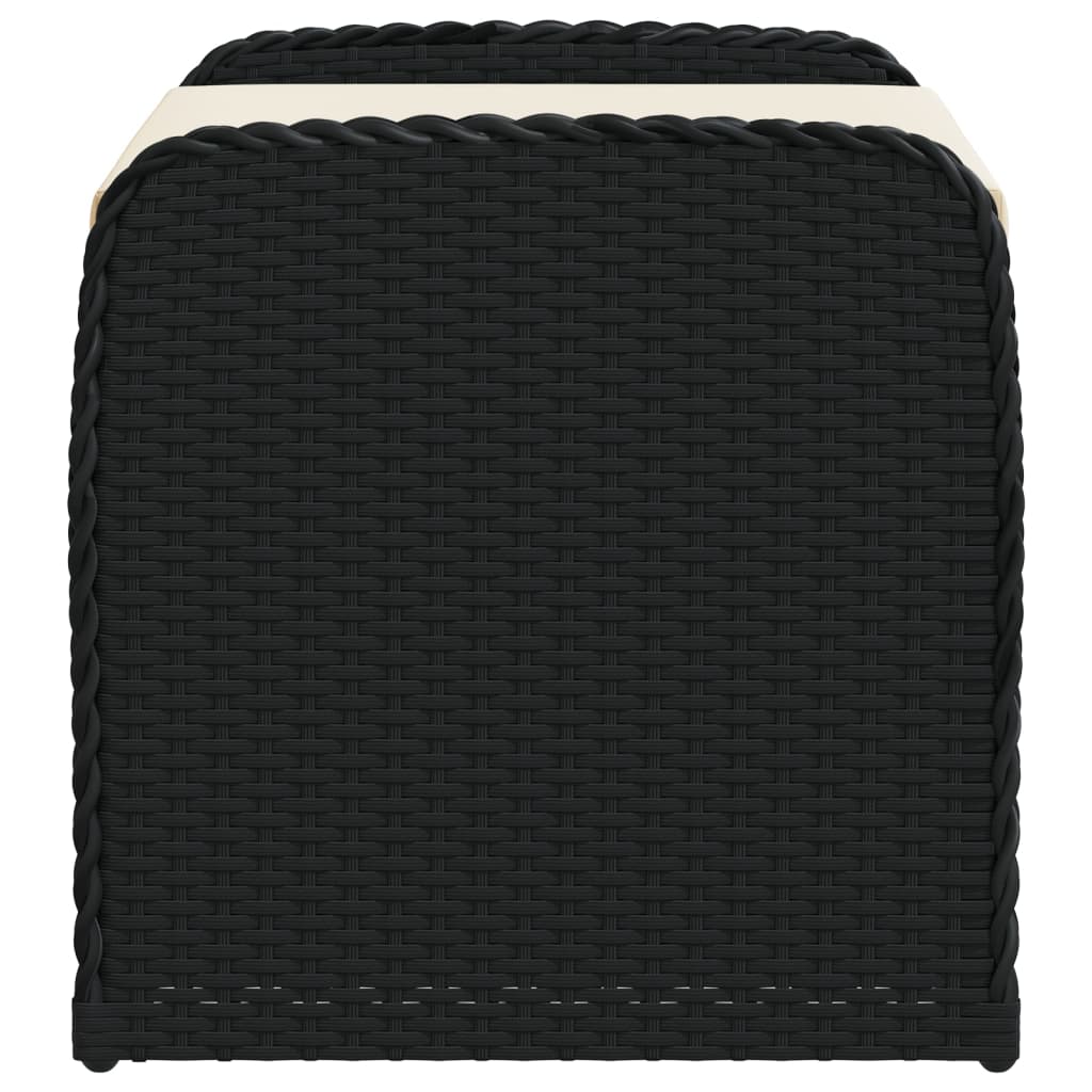 vidaXL fekete polyrattan tárolópad párnával 80 x 51 x 52 cm