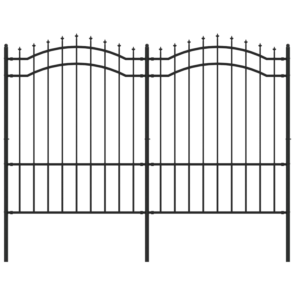 vidaXL fekete porszórt acél kerti kerítés lándzsa hegyekkel 190 cm
