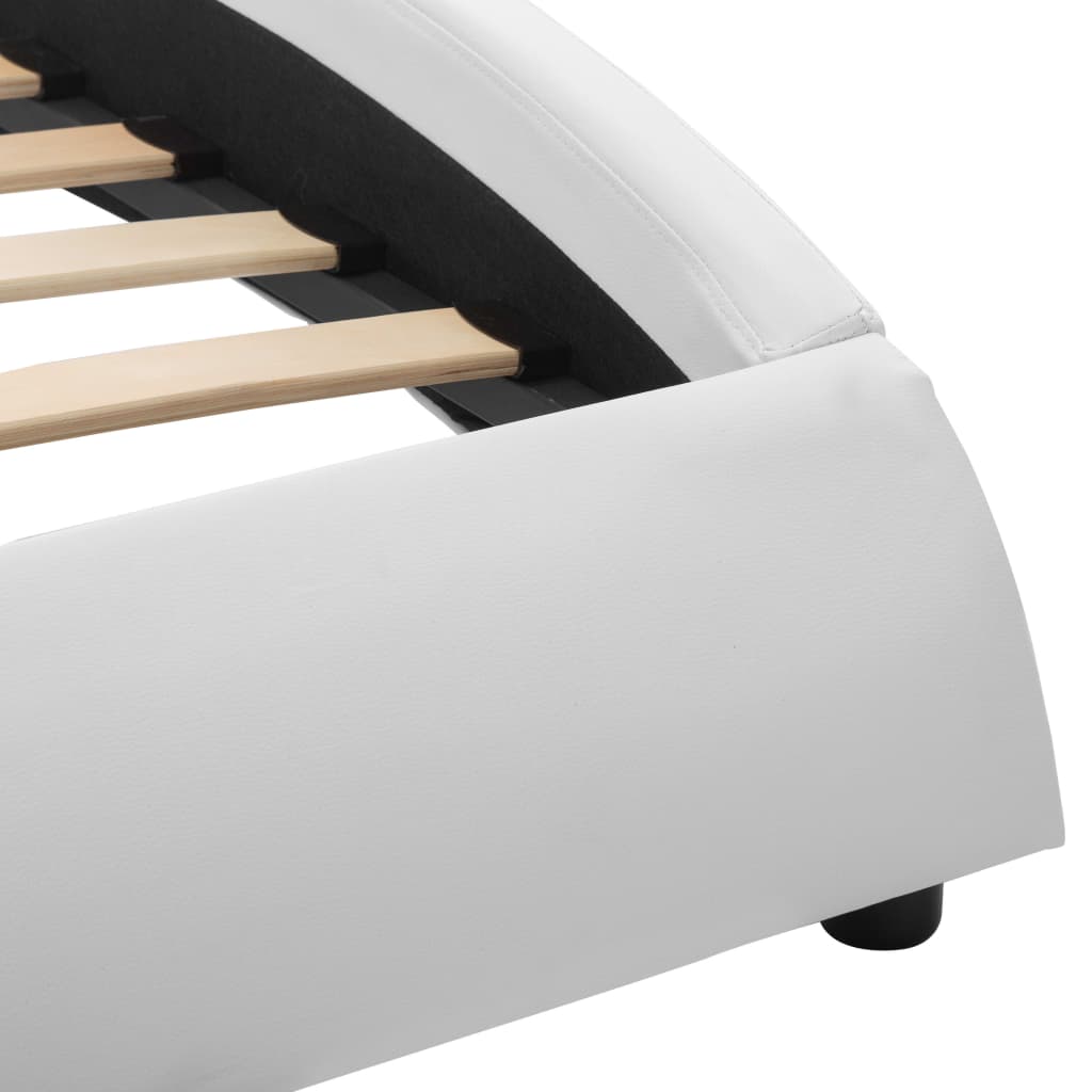 vidaXL fehér LED-es műbőr ágykeret 90 x 200 cm