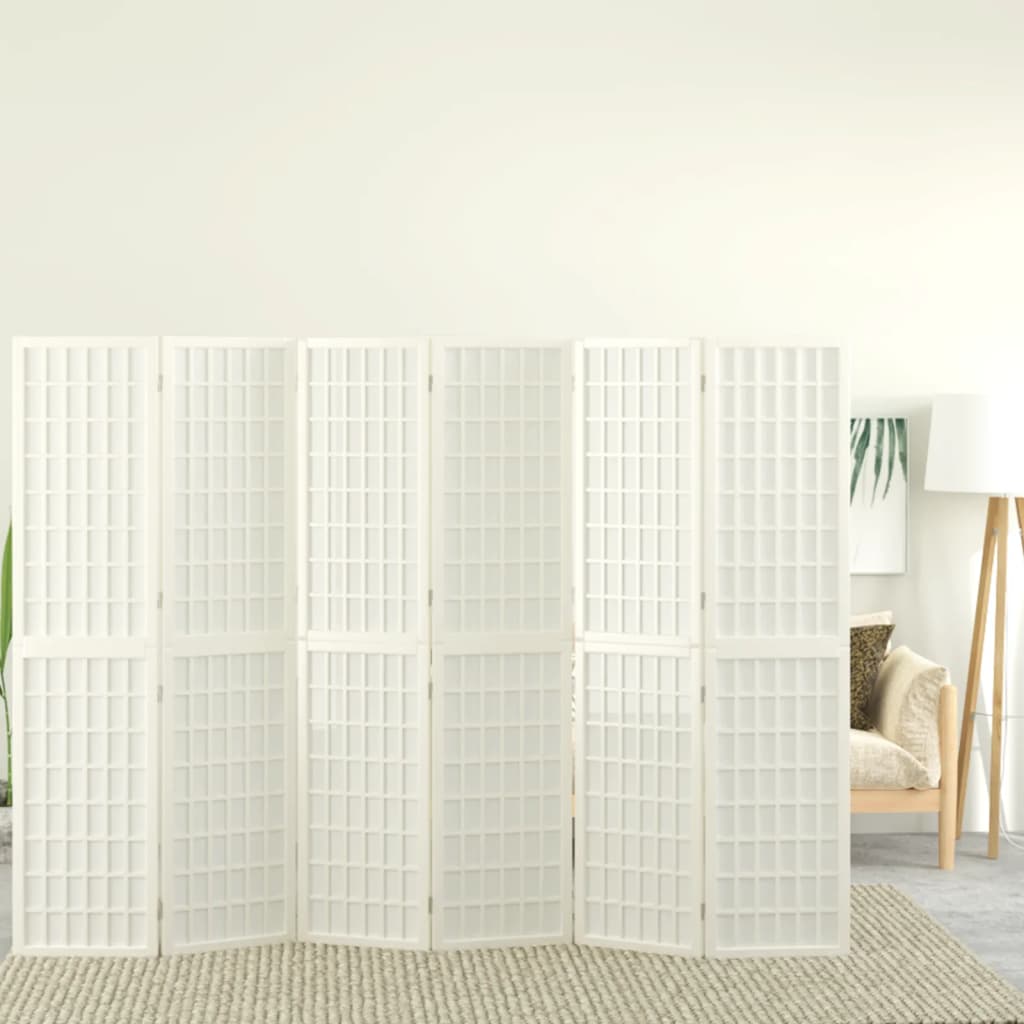 vidaXL 6-paneles fehér japán stílusú összecsukható paraván 240x170 cm