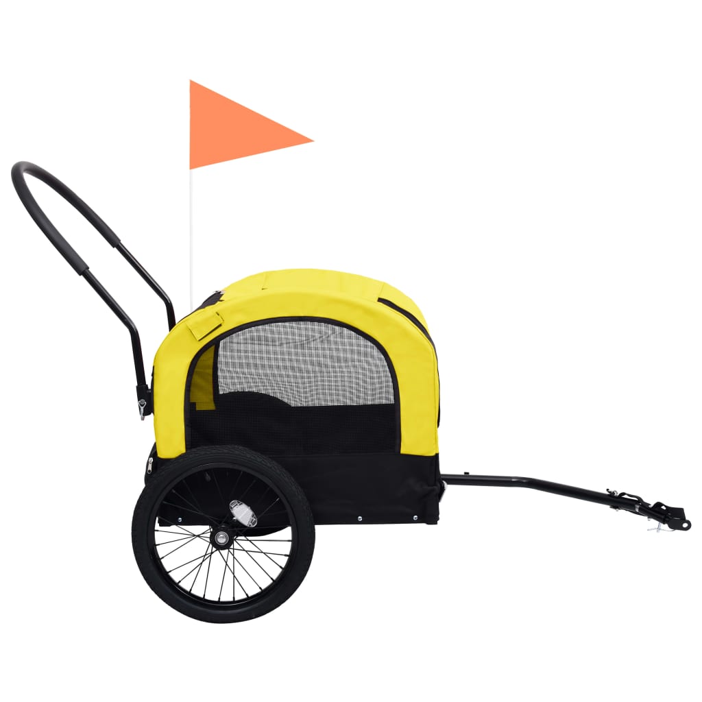 vidaXL sárga/fekete 2 az 1-ben bicikliutánfutó és sétakocsi