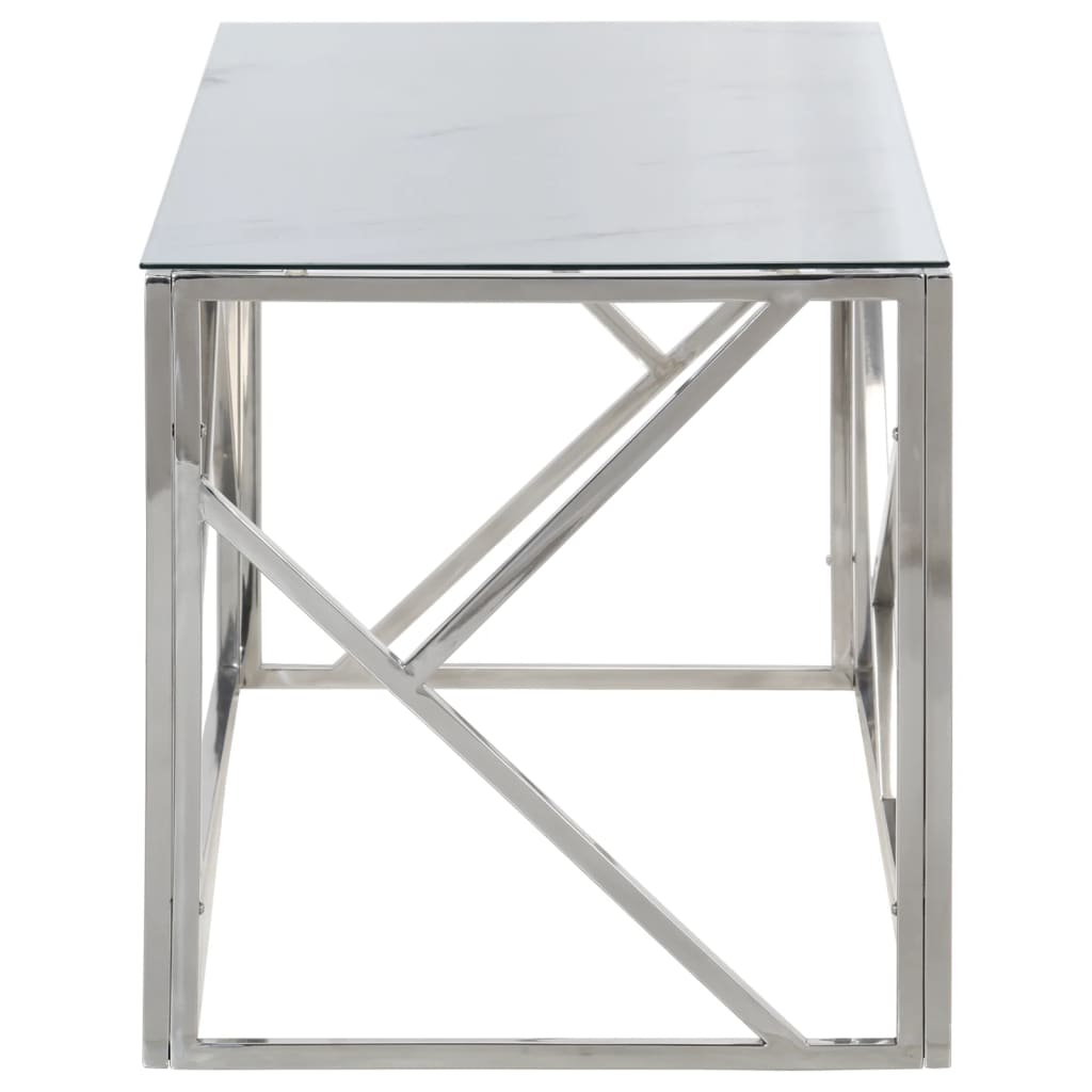 vidaXL ezüstszínű rozsdamentes acél és edzett üveg dohányzóasztal