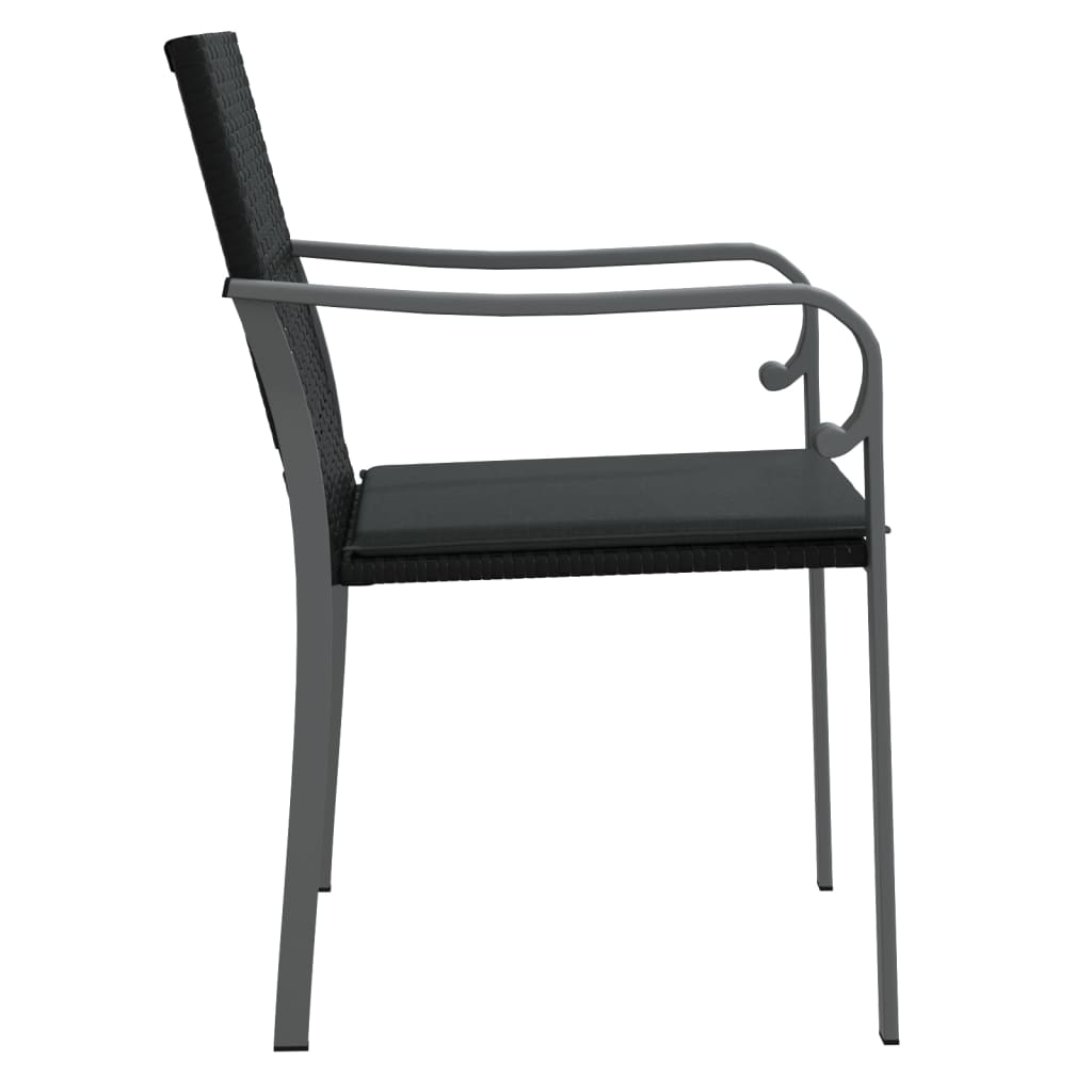 vidaXL 2 db fekete polyrattan kerti szék párnával 56 x 59 x 84 cm