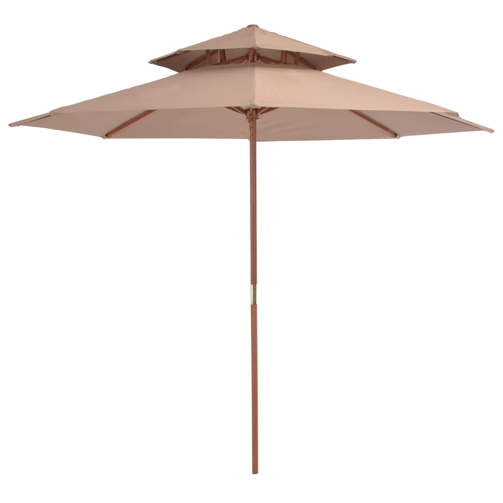 vidaXL tópszínű kétszintes napernyő fa rúddal 270 cm