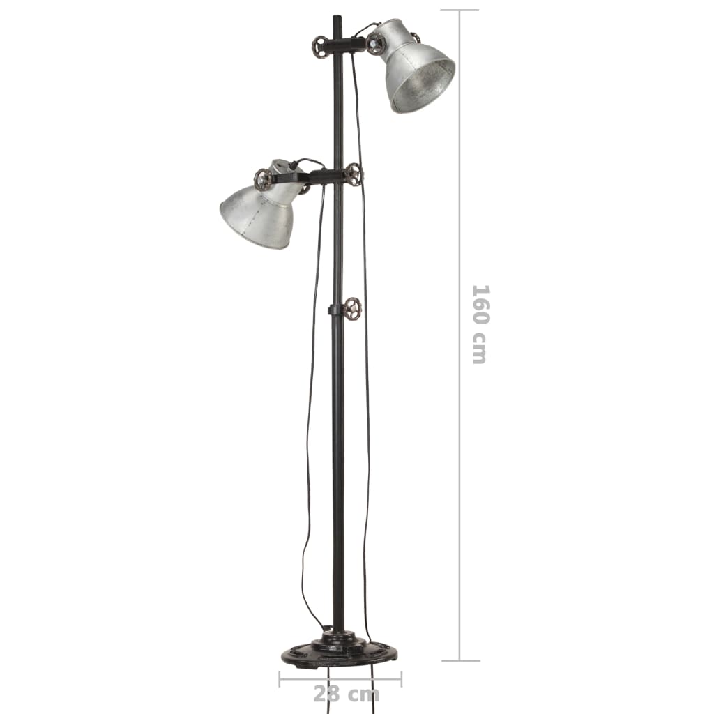 vidaXL öntött vas állólámpa 2 db ezüstszínű lámpaernyővel E27