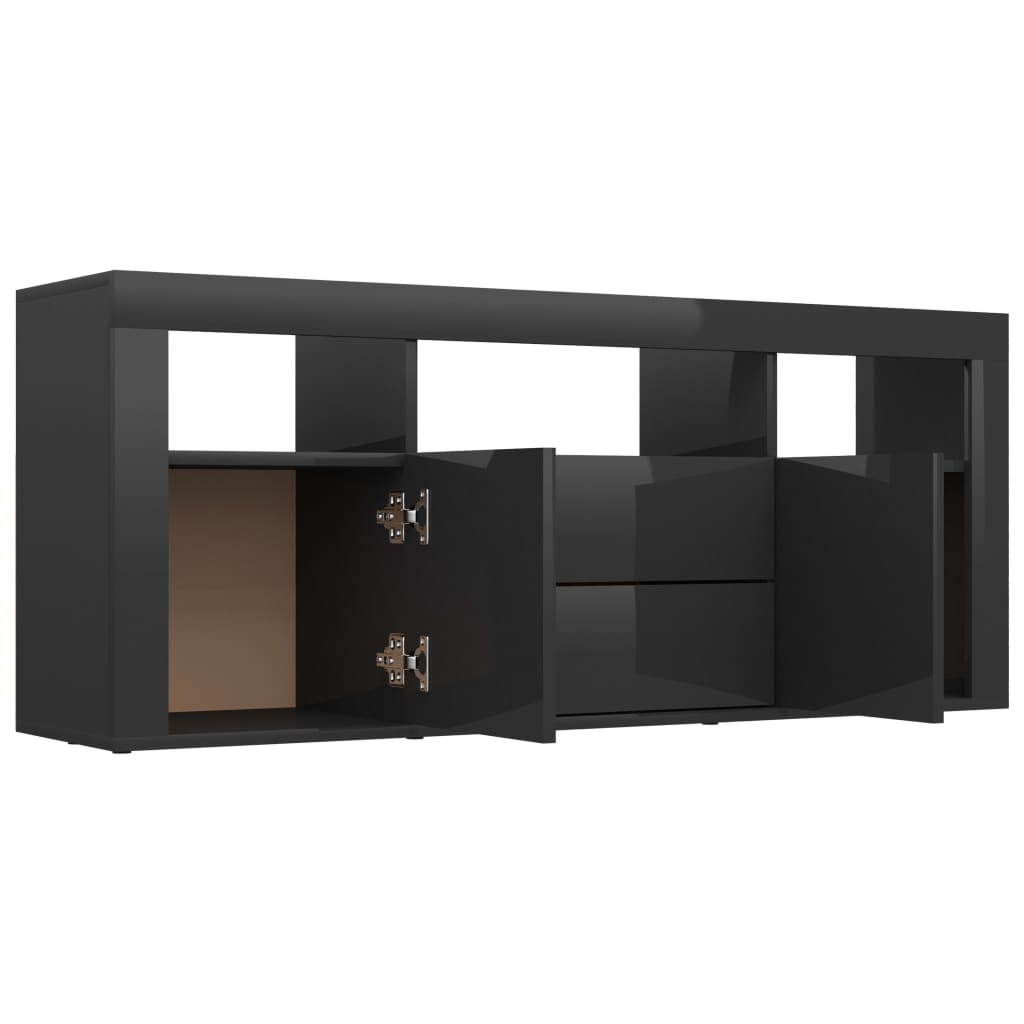 vidaXL magasfényű fekete forgácslap TV-szekrény 120 x 30 x 50 cm