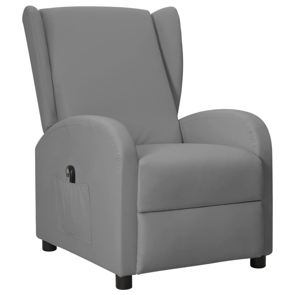vidaXL szürke műbőr magas háttámlájú elektromos dönthető fotel