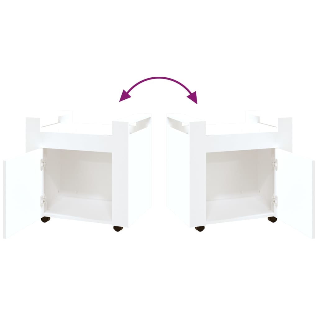 vidaXL fehér szerelt fa asztal-kocsi 60 x 45 x 60 cm