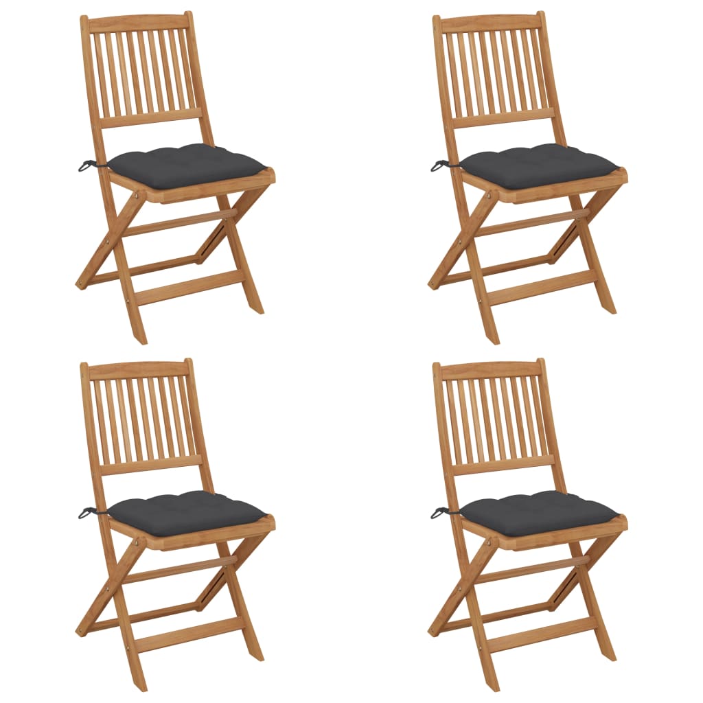 vidaXL 4 db összecsukható tömör akácfa kerti szék párnával