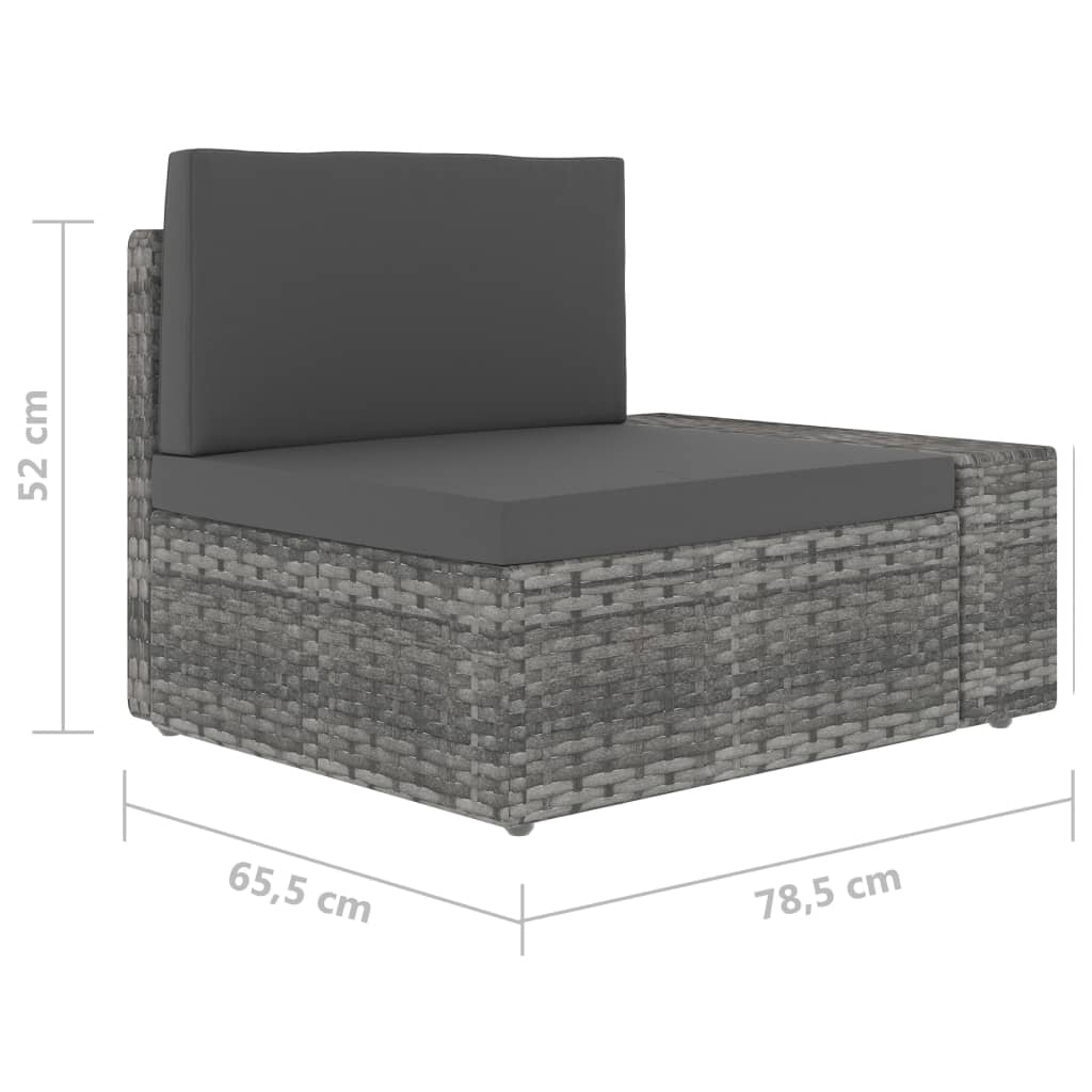 vidaXL 3 személyes szürke elemes polyrattan kanapé
