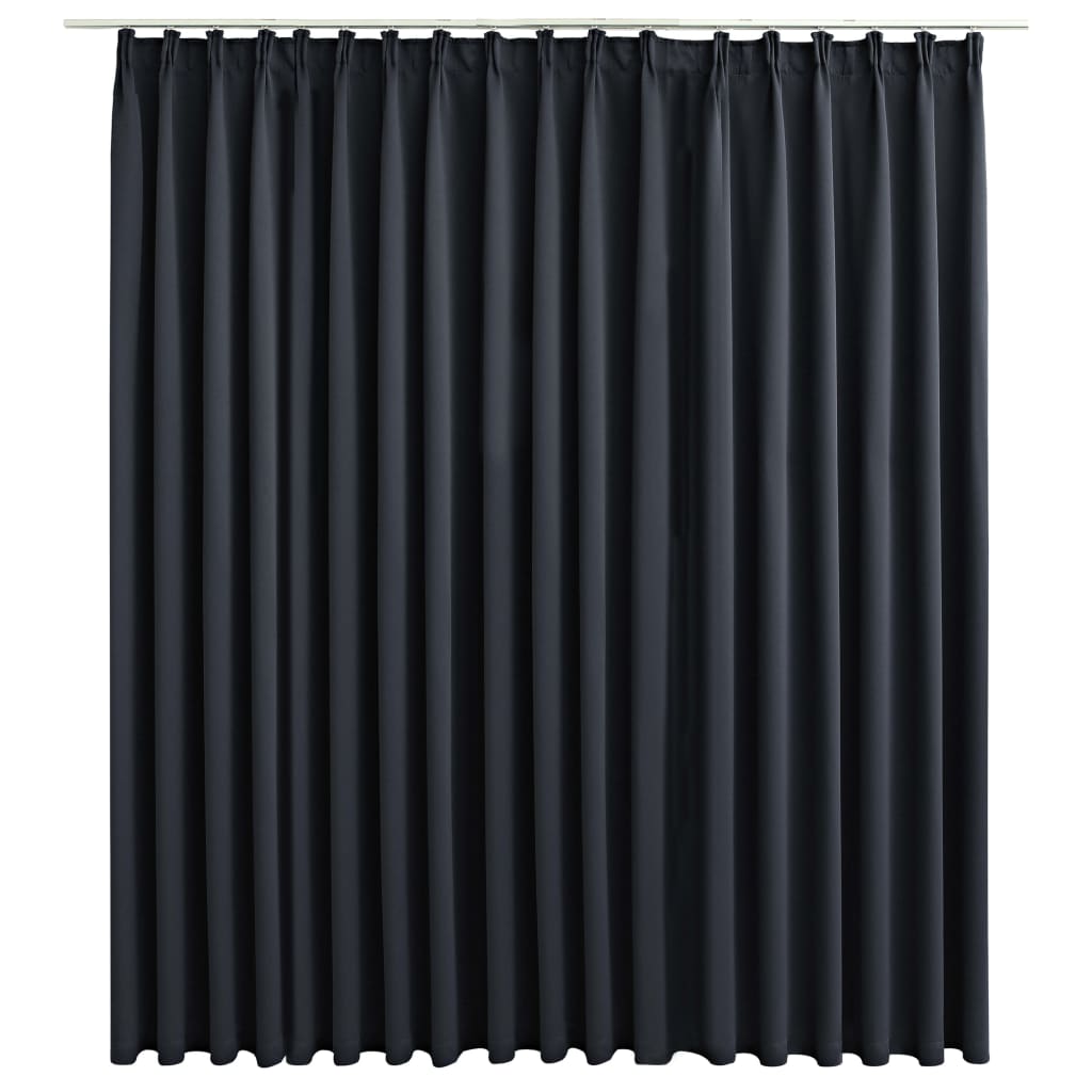 vidaXL fekete sötétítőfüggöny kampókkal 290 x 245 cm