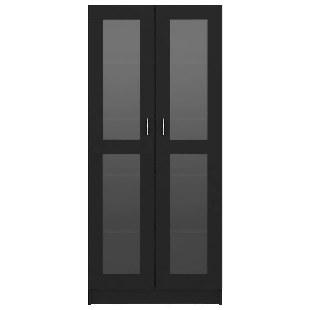 vidaXL fekete forgácslap vitrinszekrény 82,5 x 30,5 x 185,5 cm