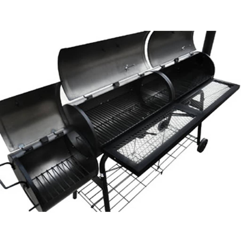 vidaXL NEVADA fekete, füstölővel kombinált grillező XL