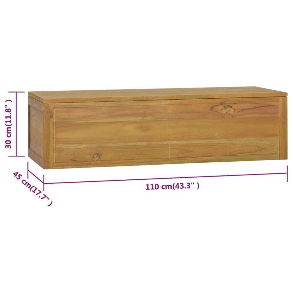 vidaXL tömör tíkfa falra szerelhető fürdőszobaszekrény 110x45x30 cm