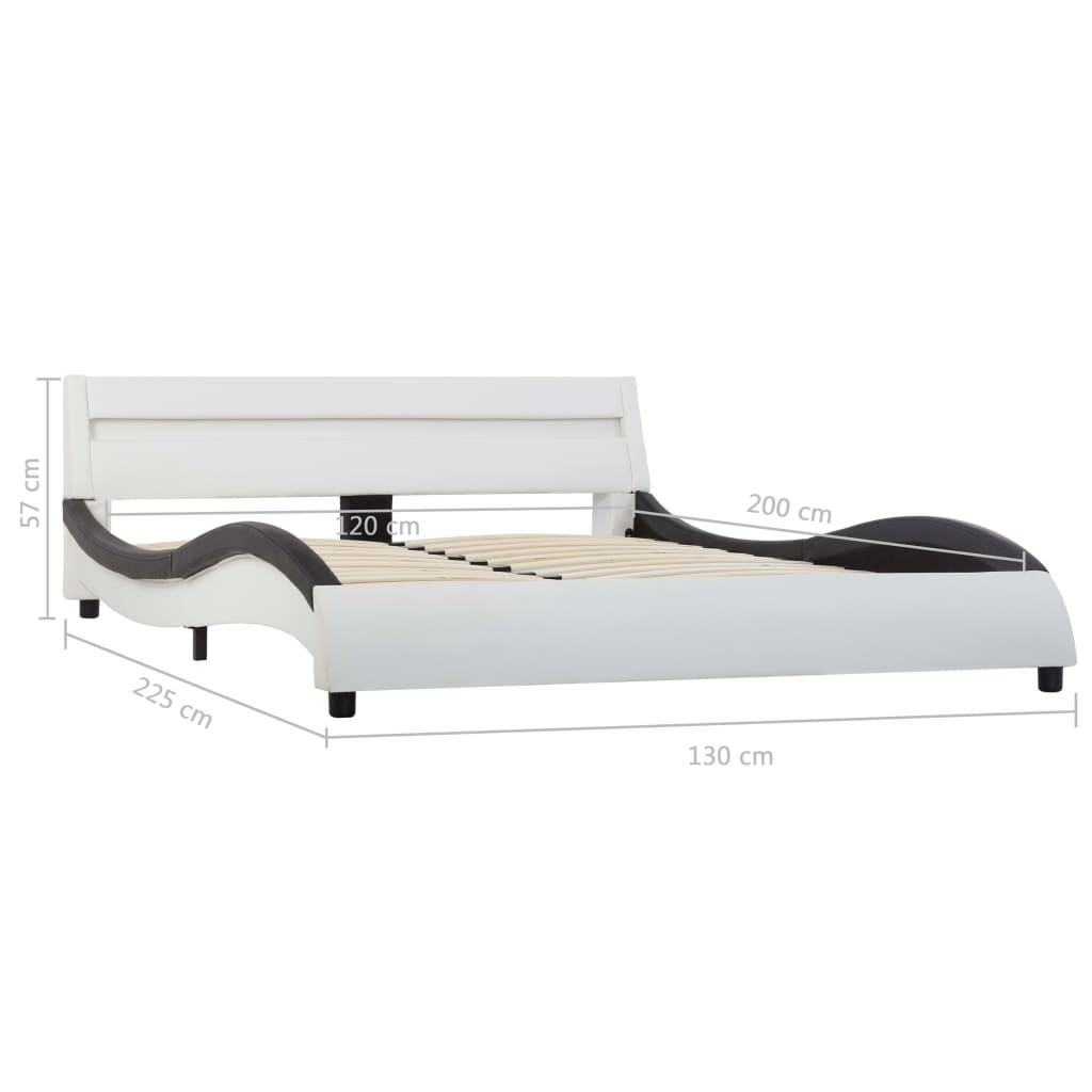 vidaXL fehér és fekete LED-es műbőr ágykeret 120 x 200 cm