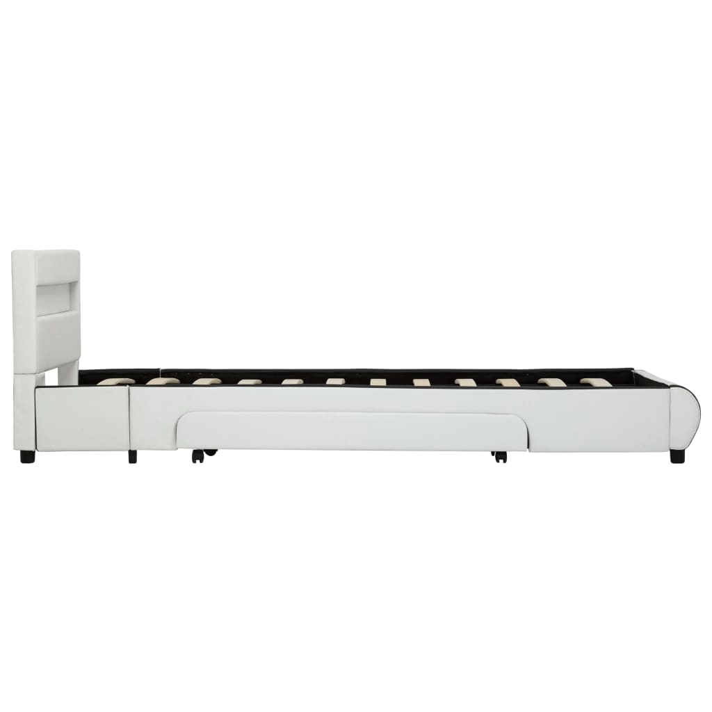 vidaXL fehér LED-es műbőr ágykeret 90 x 200 cm