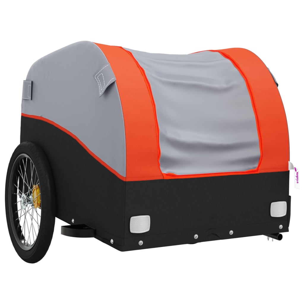 vidaXL fekete-narancssárga vas kerékpár-utánfutó 30 kg