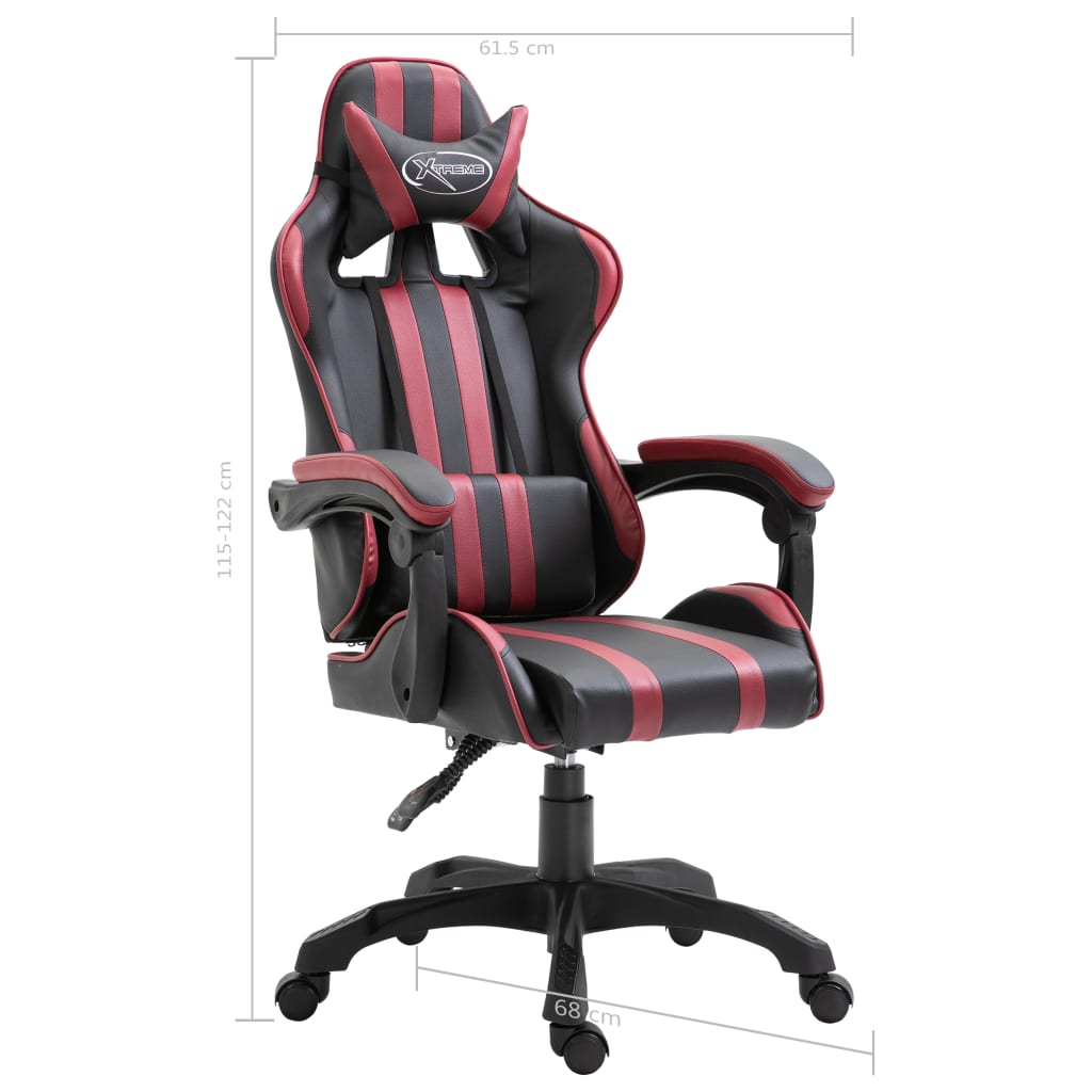 vidaXL bordó műbőr gamer szék