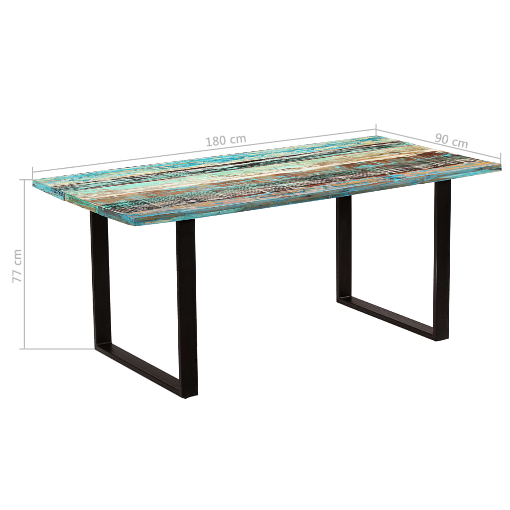 vidaXL újrahasznosított tömör fa étkezőasztal 180 x 90 x 77 cm