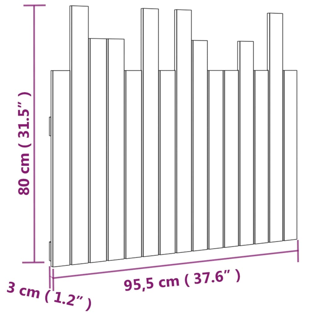 vidaXL szürke tömör fenyőfa fali fejtámla 95,5 x 3 x 80 cm