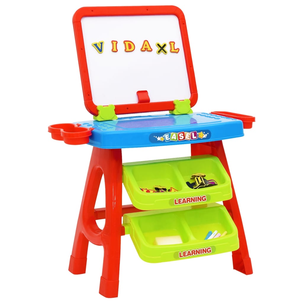 vidaXL 3-1 festőállvány és oktatóasztal-játékszett gyerekeknek