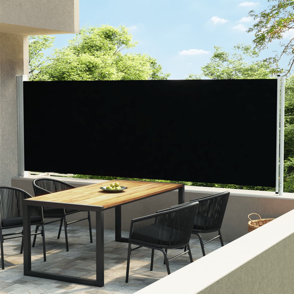 vidaXL fekete kihúzható oldalsó terasz-napellenző 600 x 160 cm