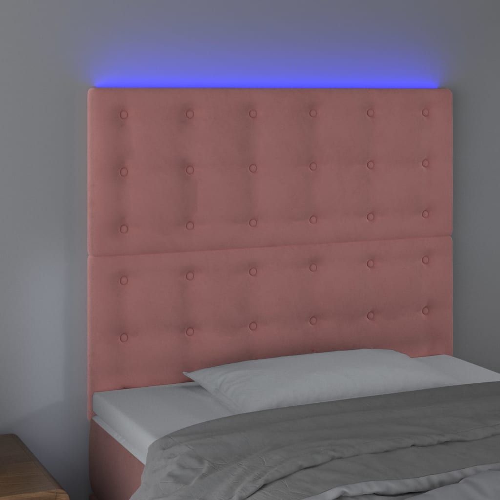 vidaXL rózsaszín bársony LED-es fejtámla 100x5x118/128 cm