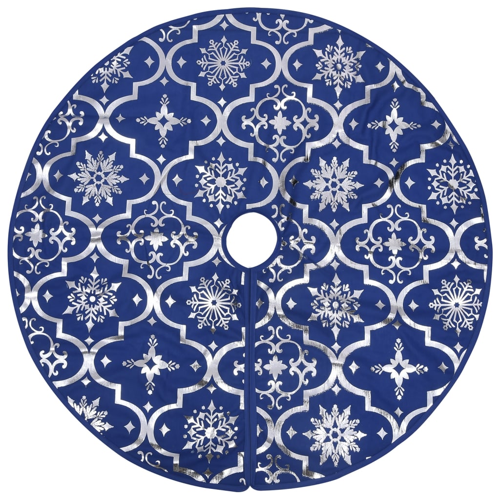 vidaXL fényűző kék szövet karácsonyfatalp-takaró zoknival 90 cm