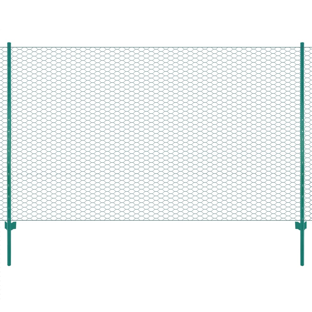 vidaXL zöld acél drótkerítés tartóoszlopokkal 25 x 2 m