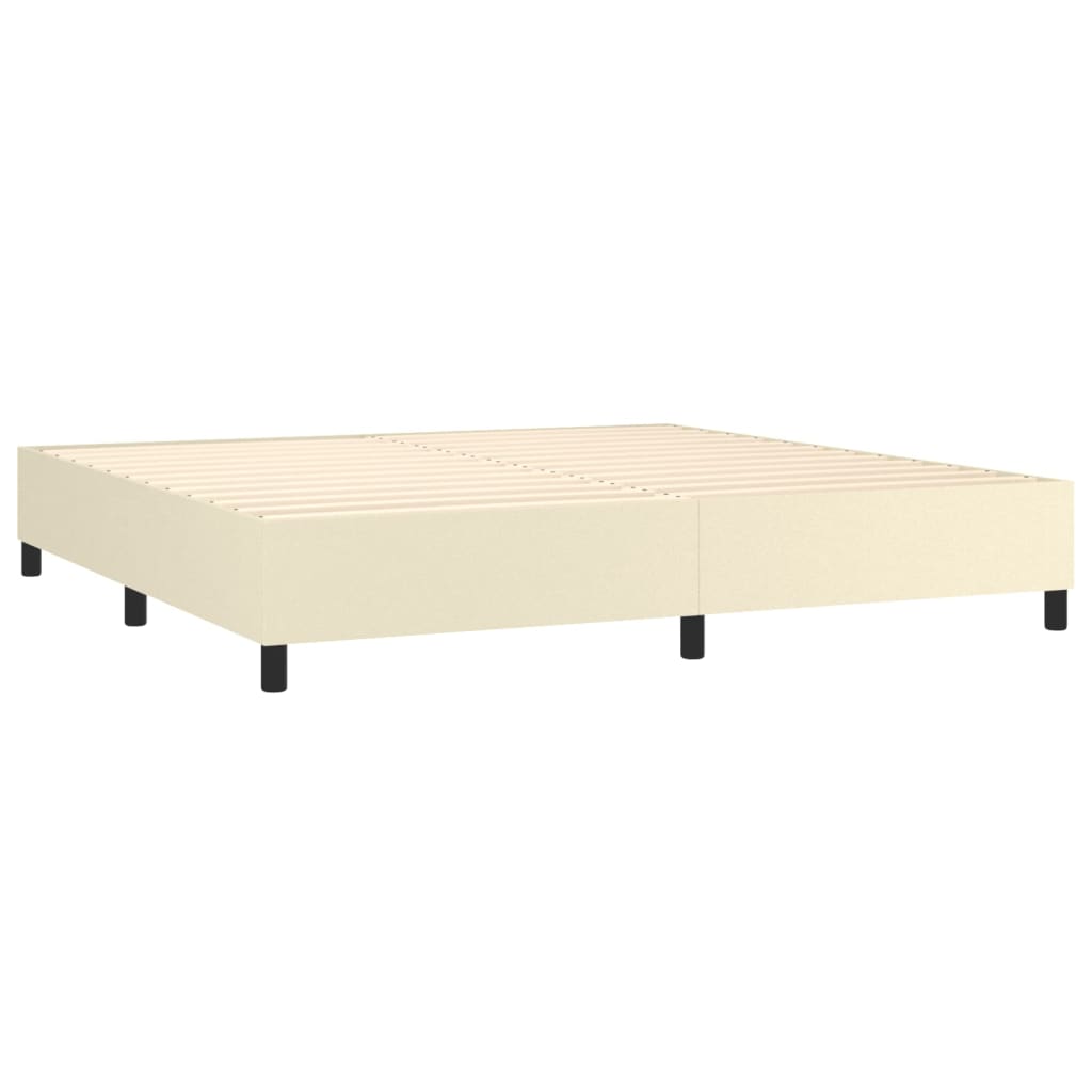 vidaXL krémszínű műbőr rugós ágy matraccal 200 x 200 cm