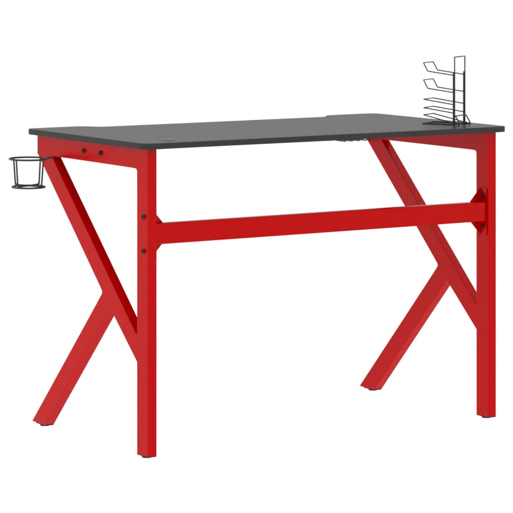 vidaXL fekete-piros K-lábú gamer asztal 110 x 60 x 75 cm