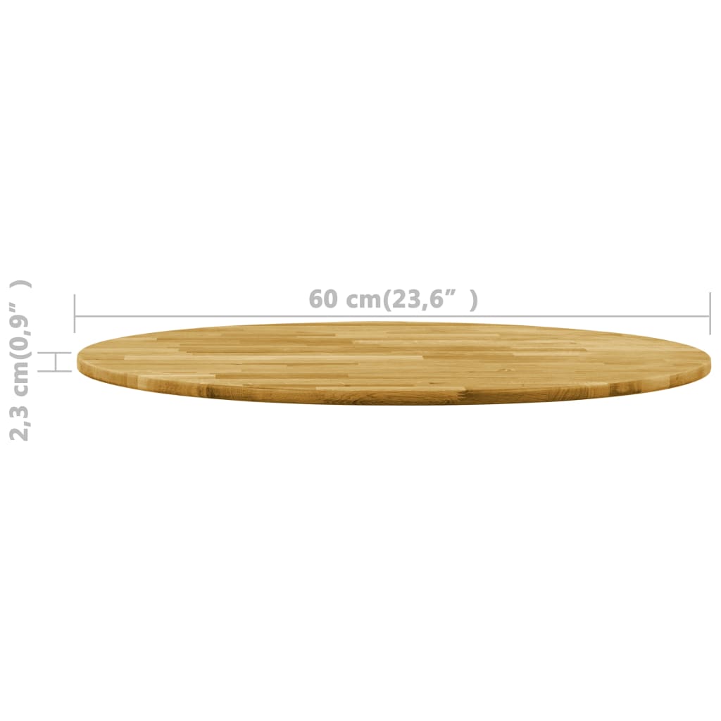 vidaXL kerek tömör tölgyfa asztallap 23 mm 600 mm